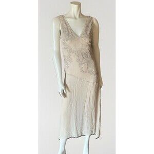 Zara Beige Embroidered Maxi Lingerie Nightgown NWT Size Small